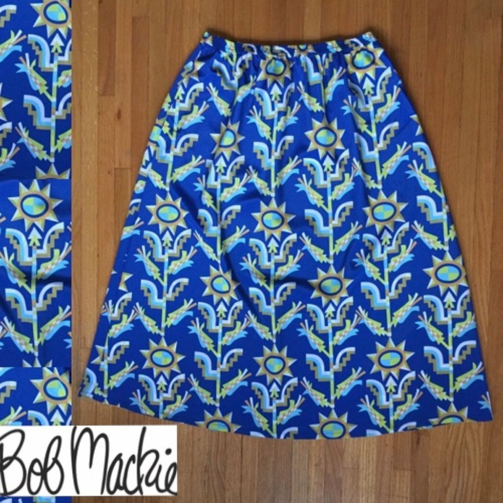 BOB MACKIE Wearable Art Maxi Skirt Pockets! Sz L